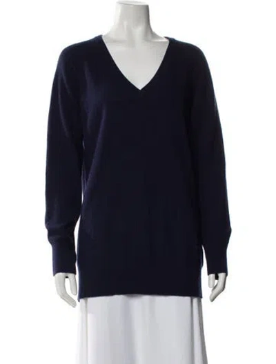 Pre-owned Equipment Cashmere V-neck Sweater In Blue