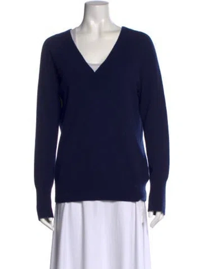 Pre-owned Equipment Cashmere V-neck Sweater In Blue