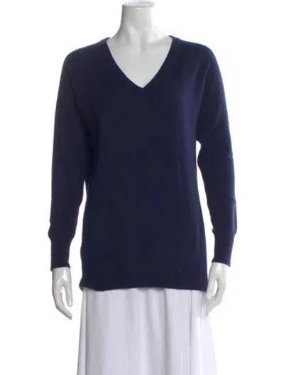 Pre-owned Equipment Cashmere V-neck Sweater In Blue