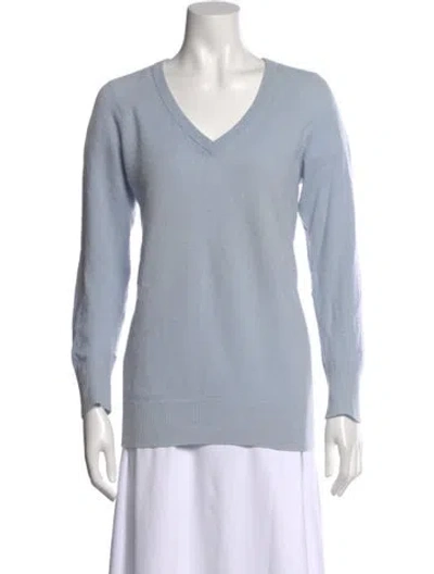 Pre-owned Equipment Cashmere V-neck Sweater In Blue