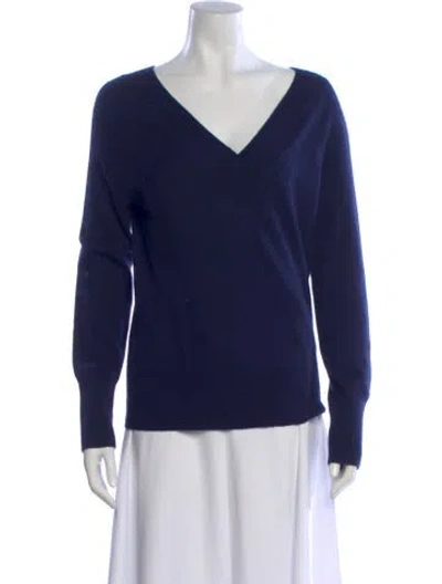 Pre-owned Equipment Cashmere V-neck Sweater In Blue