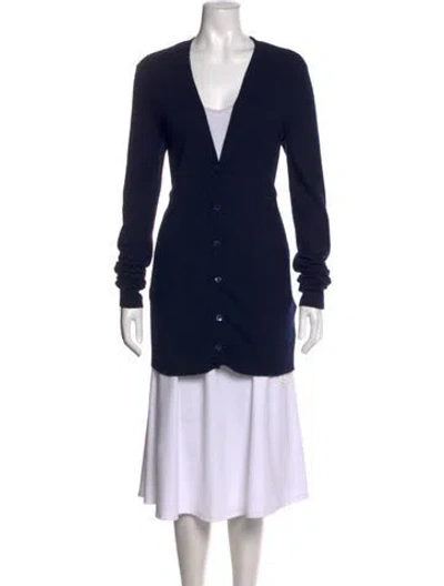 Pre-owned Equipment Cashmere V-neck Sweater In Blue