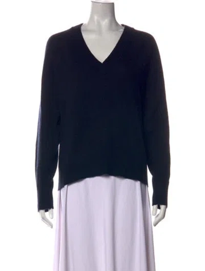 Pre-owned Equipment Cashmere V-neck Sweater In Blue