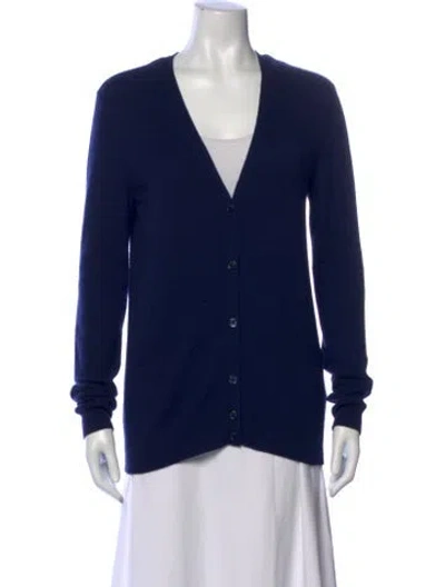 Pre-owned Equipment Cashmere V-neck Sweater In Blue
