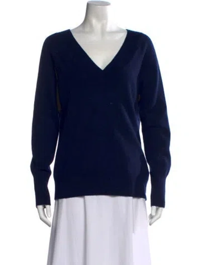 Pre-owned Equipment Cashmere V-neck Sweater In Blue