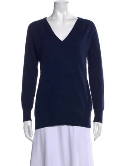 Pre-owned Equipment Cashmere V-neck Sweater In Blue