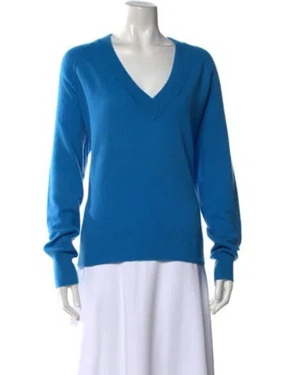 Pre-owned Equipment Cashmere V-neck Sweater In Blue