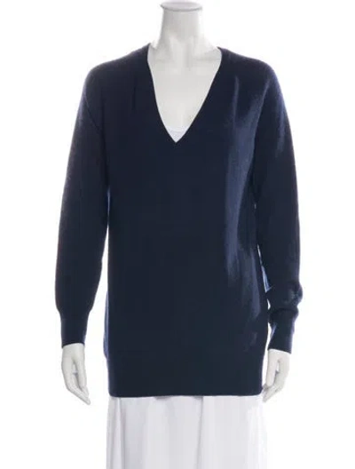 Pre-owned Equipment Cashmere V-neck Sweater In Blue