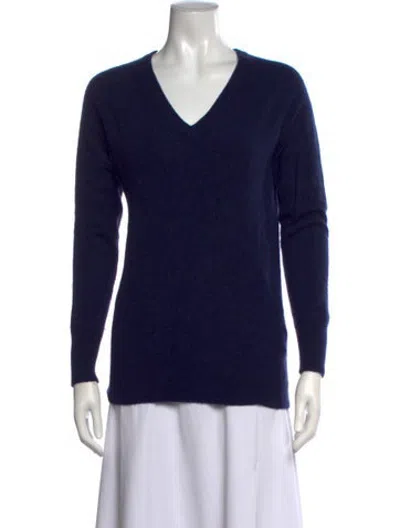Pre-owned Equipment Cashmere V-neck Sweater In Blue