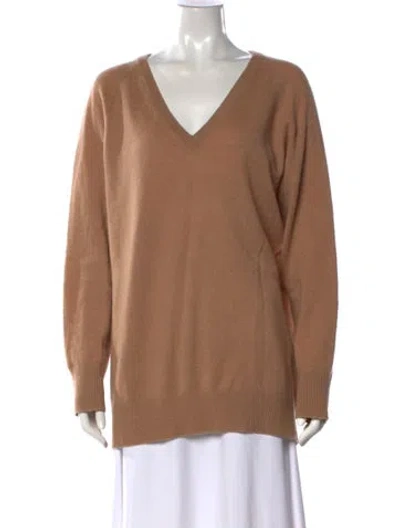Pre-owned Equipment Cashmere V-neck Sweater In Brown