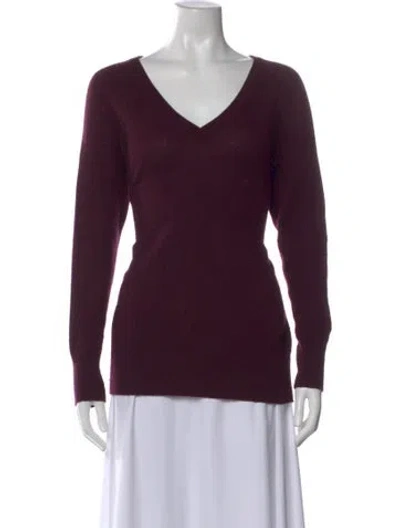Pre-owned Equipment Cashmere V-neck Sweater In Burgundy