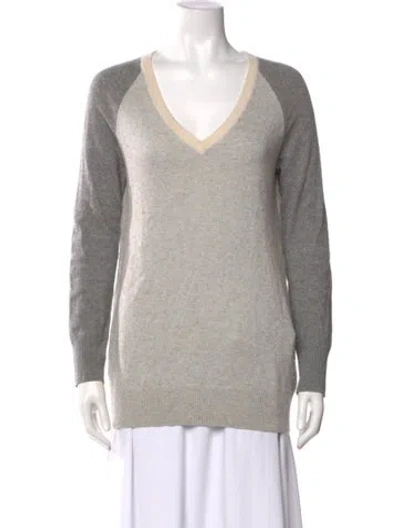 Pre-owned Equipment Cashmere V-neck Sweater In Gray