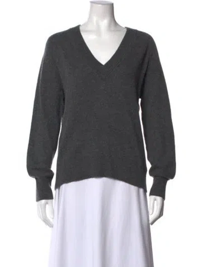 Pre-owned Equipment Cashmere V-neck Sweater In Gray