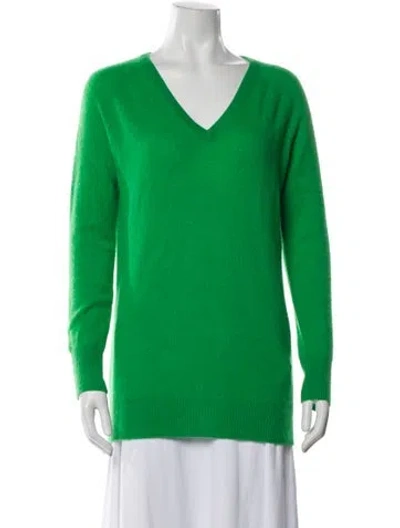 Pre-owned Equipment Cashmere V-neck Sweater In Green