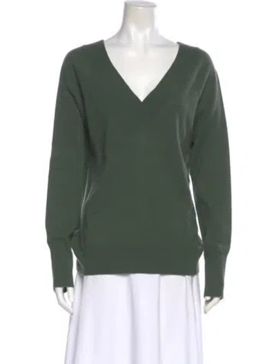 Pre-owned Equipment Cashmere V-neck Sweater In Green