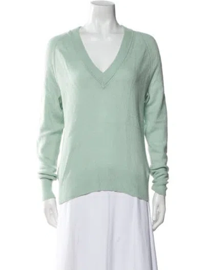 Pre-owned Equipment Cashmere V-neck Sweater In Green