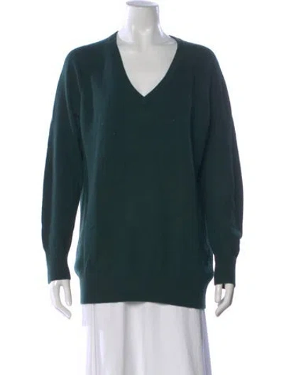 Pre-owned Equipment Cashmere V-neck Sweater In Green