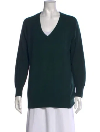 Pre-owned Equipment Cashmere V-neck Sweater In Green