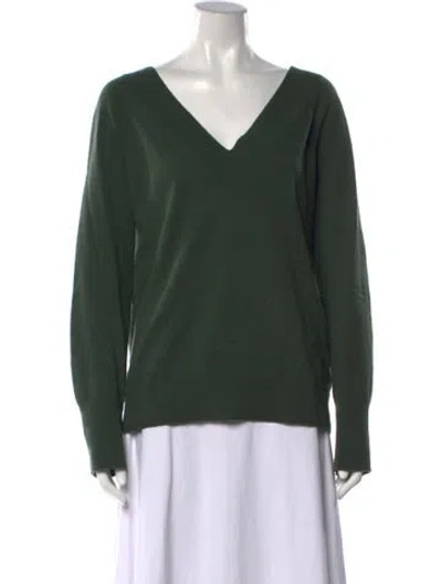Pre-owned Equipment Cashmere V-neck Sweater In Green