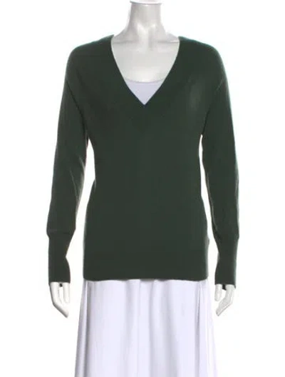 Pre-owned Equipment Cashmere V-neck Sweater In Green