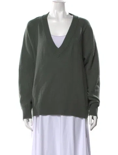 Pre-owned Equipment Cashmere V-neck Sweater In Green