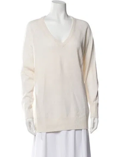 Pre-owned Equipment Cashmere V-neck Sweater In Neutral