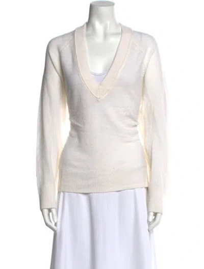 Pre-owned Equipment Cashmere V-neck Sweater In Neutral