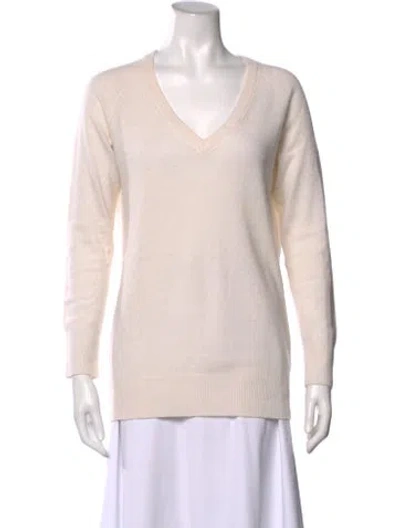 Pre-owned Equipment Cashmere V-neck Sweater In Neutral