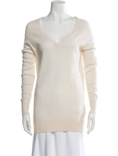 Pre-owned Equipment Cashmere V-neck Sweater In Neutral