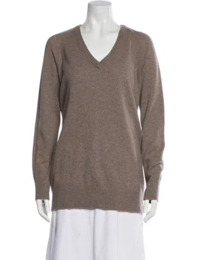 Pre-owned Equipment Cashmere V-neck Sweater In Neutral