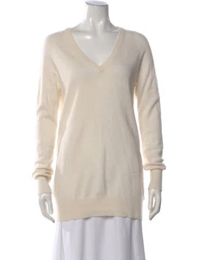 Pre-owned Equipment Cashmere V-neck Sweater In Neutral