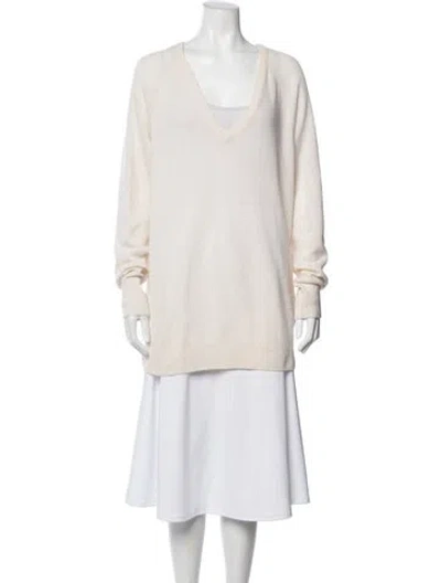 Pre-owned Equipment Cashmere V-neck Sweater In Neutral