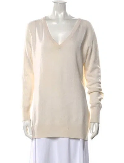 Pre-owned Equipment Cashmere V-neck Sweater In Neutral