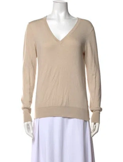 Pre-owned Equipment Cashmere V-neck Sweater In Neutral