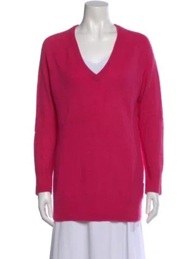 Pre-owned Equipment Cashmere V-neck Sweater In Pink