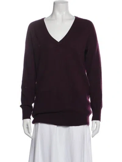 Pre-owned Equipment Cashmere V-neck Sweater In Purple