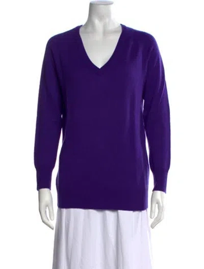 Pre-owned Equipment Cashmere V-neck Sweater In Purple