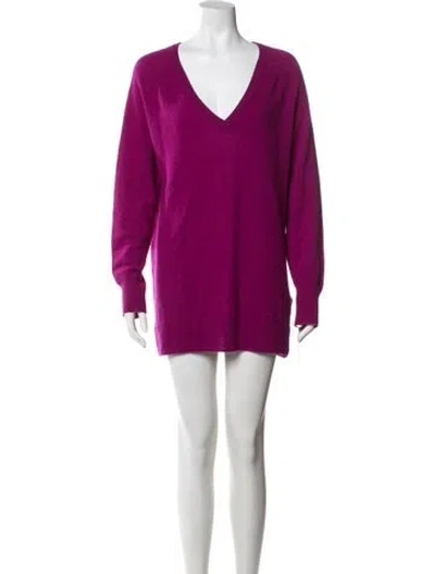 Pre-owned Equipment Cashmere V-neck Sweater In Purple