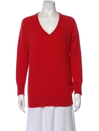 Pre-owned Equipment Cashmere V-neck Sweater In Red