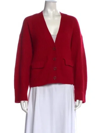 Pre-owned Equipment Cashmere V-neck Sweater In Red