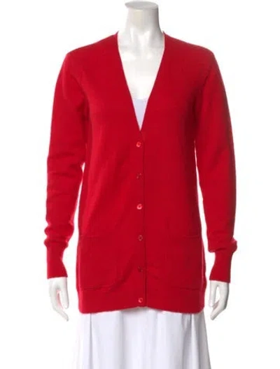 Pre-owned Equipment Cashmere V-neck Sweater In Red