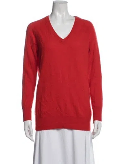 Pre-owned Equipment Cashmere V-neck Sweater In Red