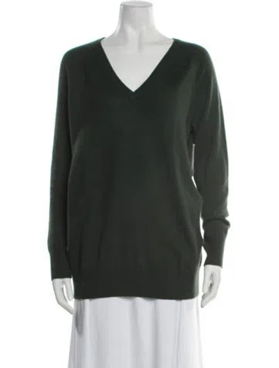 Pre-owned Equipment Cashmere V-neck Sweater W/ Tags In Green