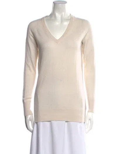 Pre-owned Equipment Cashmere V-neck Sweater In White
