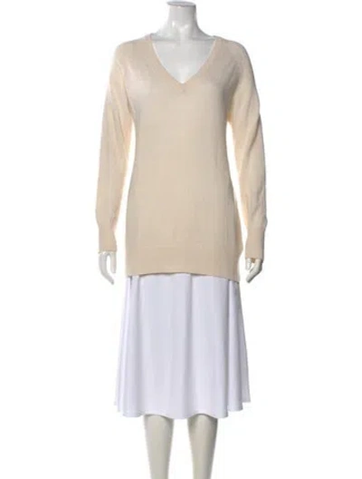 Pre-owned Equipment Cashmere V-neck Sweater In Yellow