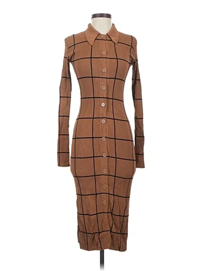 Pre-owned Equipment Casual Dress In Brown