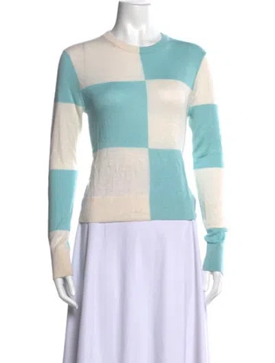Pre-owned Equipment Colorblock Pattern Crew Neck Sweater In Blue