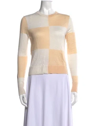 Pre-owned Equipment Colorblock Pattern Crew Neck Sweater In Neutrals