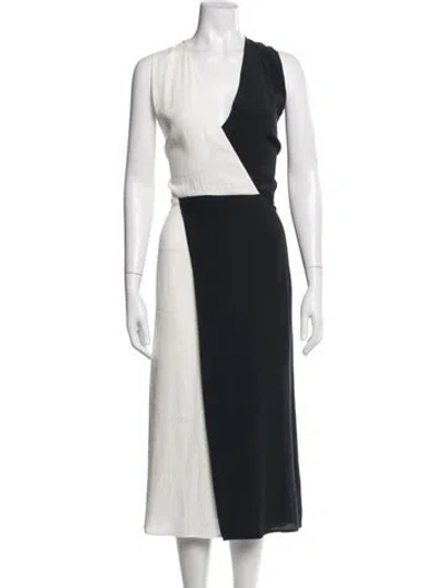 Pre-owned Equipment Colorblock Pattern Midi Length Dress In Blue
