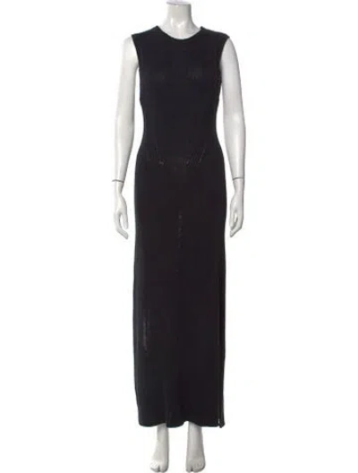 Pre-owned Equipment Crew Neck Long Dress In Black